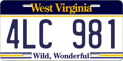 WV license plate 4LC981