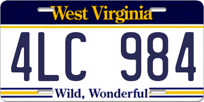 WV license plate 4LC984