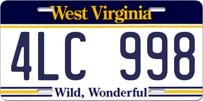WV license plate 4LC998