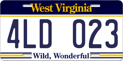 WV license plate 4LD023