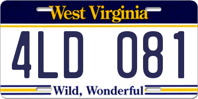 WV license plate 4LD081