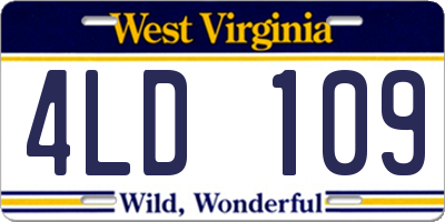 WV license plate 4LD109