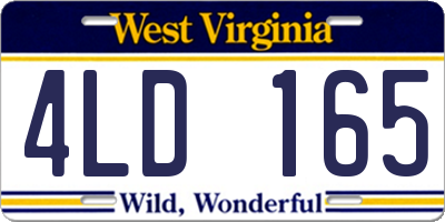 WV license plate 4LD165