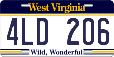 WV license plate 4LD206