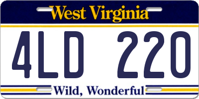 WV license plate 4LD220
