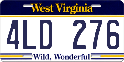 WV license plate 4LD276