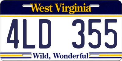 WV license plate 4LD355