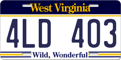 WV license plate 4LD403
