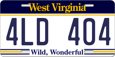 WV license plate 4LD404