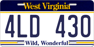 WV license plate 4LD430