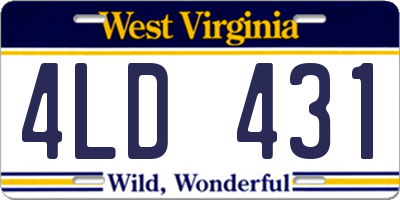 WV license plate 4LD431