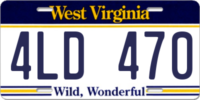 WV license plate 4LD470