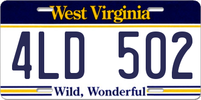 WV license plate 4LD502