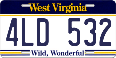 WV license plate 4LD532