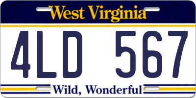 WV license plate 4LD567