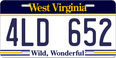 WV license plate 4LD652
