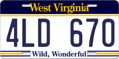 WV license plate 4LD670