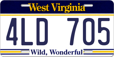 WV license plate 4LD705