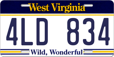 WV license plate 4LD834