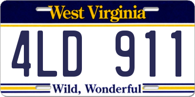 WV license plate 4LD911