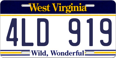 WV license plate 4LD919