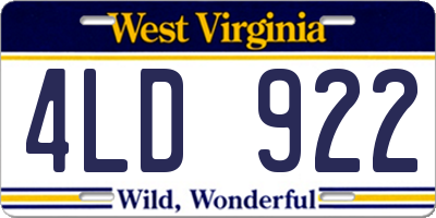 WV license plate 4LD922