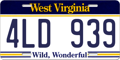 WV license plate 4LD939