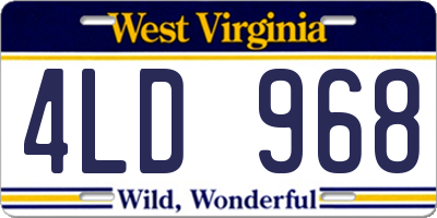 WV license plate 4LD968
