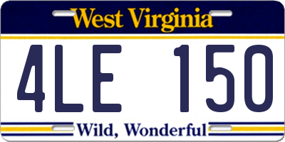 WV license plate 4LE150