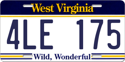 WV license plate 4LE175