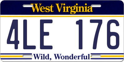 WV license plate 4LE176