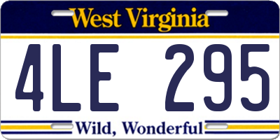 WV license plate 4LE295