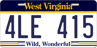 WV license plate 4LE415