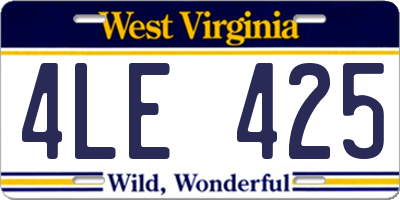 WV license plate 4LE425