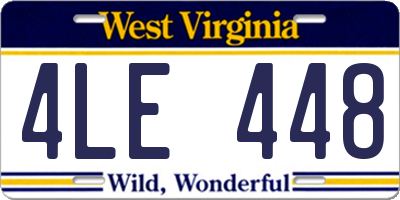 WV license plate 4LE448
