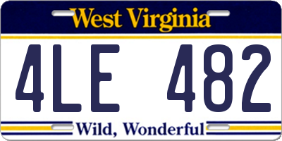 WV license plate 4LE482
