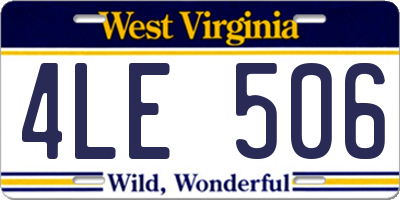 WV license plate 4LE506