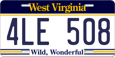WV license plate 4LE508