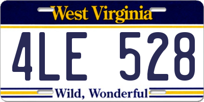 WV license plate 4LE528