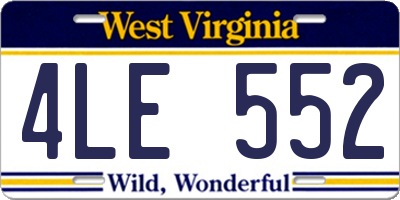 WV license plate 4LE552