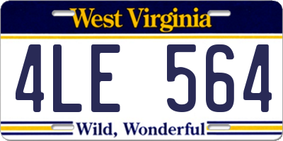 WV license plate 4LE564