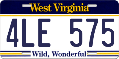 WV license plate 4LE575