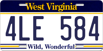 WV license plate 4LE584