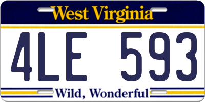 WV license plate 4LE593