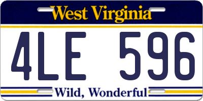 WV license plate 4LE596