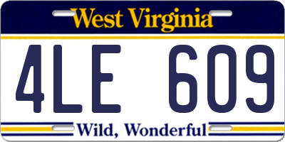 WV license plate 4LE609
