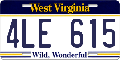 WV license plate 4LE615