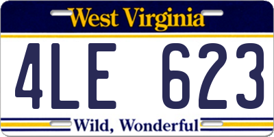WV license plate 4LE623