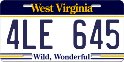 WV license plate 4LE645