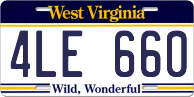 WV license plate 4LE660